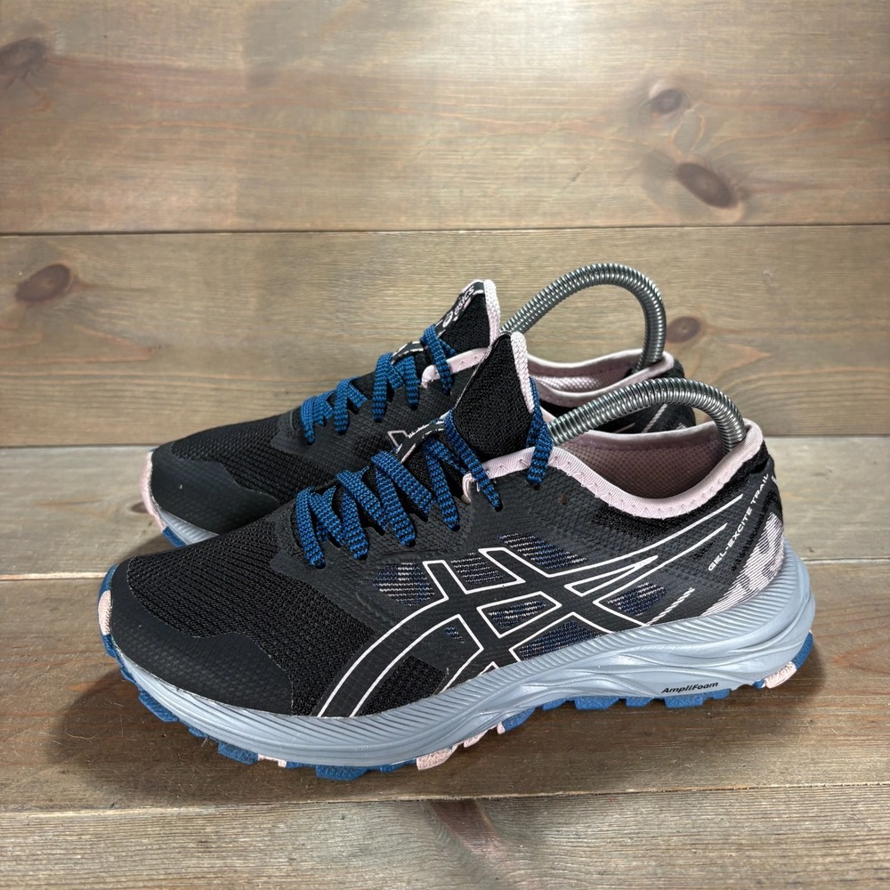 Asics Gel Excite Trail Womens size 7 shoes Black Mesh Lace Up Running sneakers